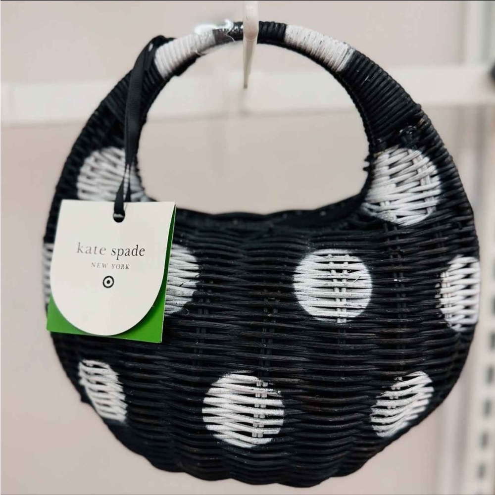 Kate Spade X Target Black and White Polka Dot Wicker Bag NWT